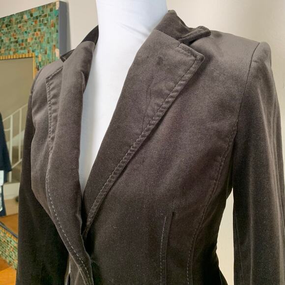 Vintage Petite Size 2P Blazer Jacket Brown Velvet Two Button Fall Holiday Retro - Picture 4 of 7